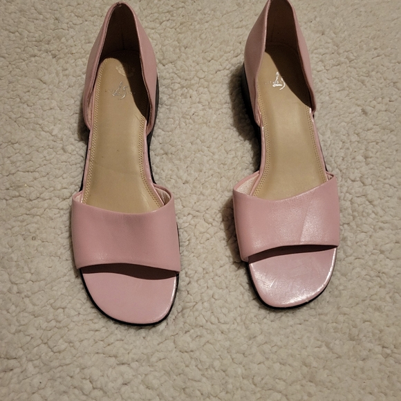 WOMENS LIFESTRIDE LOW OPEN TOE PLATFORM SANDAL HEELS PINK SIZE 9 - Picture 4 of 9